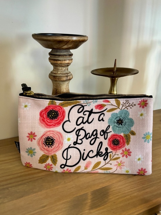 Handbags - Floral Canvas Zip Pouch- Pink, Coral, Teal